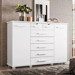 Cômoda Sapateira para Quarto 160cm 2 Portas 7 Gavetas Fontaine A02 Bra