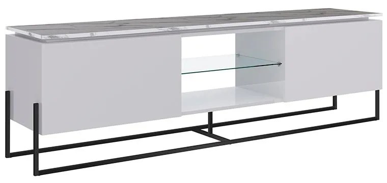 Rack Para Tv Sala Com 1 Prateleira De Vidro - Thassos Branco
