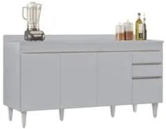 Balcão de Cozinha Para Pia Com Tampo 160cm Arkansas Cinza Claro - Lumi