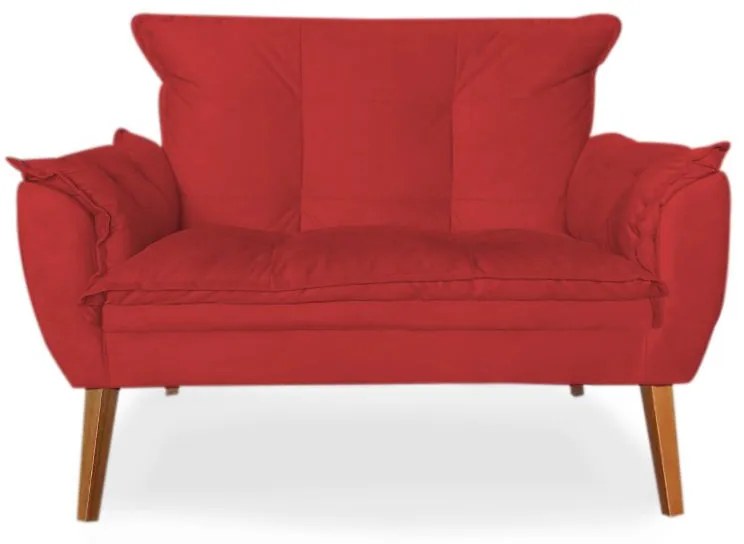 Poltrona Namoradeira Apolo Pés Madeira Suede Vermelho - Sheep Estofados - Vermelho