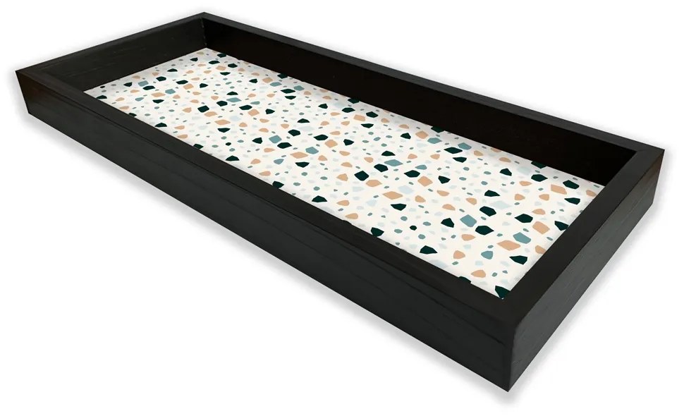 Bandeja Preta Com Gravura Impermeavel "Granilite" 34x14x3cm - D'Rossi