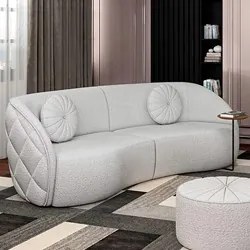 Sofá Decorativo com Almofadas 3 Lugares 240cm Tressê Zion M22 Boucle B