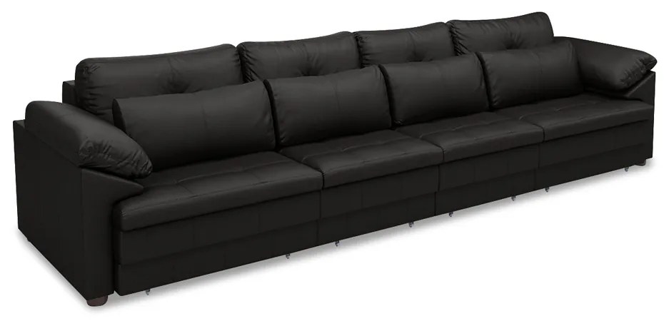 Sofá Retrátil Elétrico Sala de Estar Nolan Bipartido 379cm Conforto Premium em Couro Preto Brilho G58 - Gran Belo
