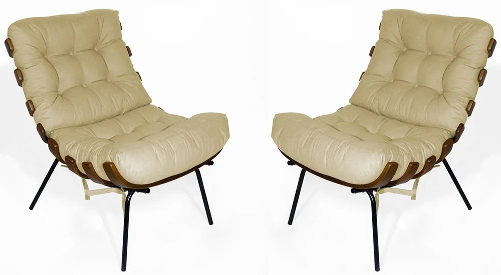 Kit 2 Poltrona Decorativa Costela Suede Nude