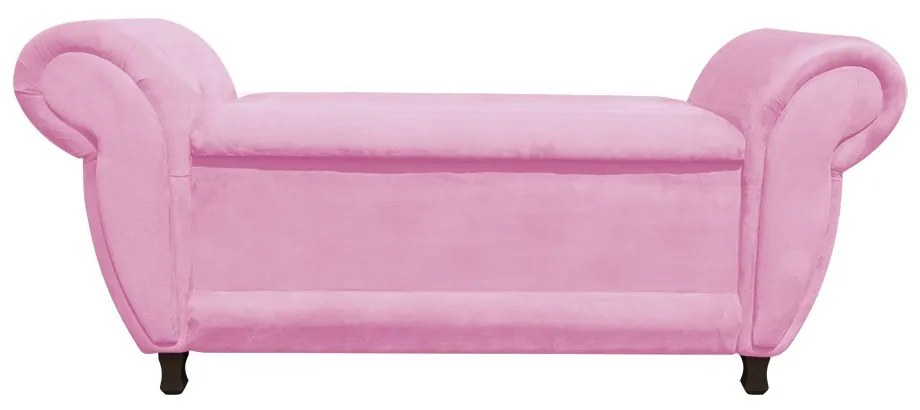 Kit 02 Recamier com Baú Itália Namoradeira Calçadeira Suede - D'Rossi - Rosa Bebê