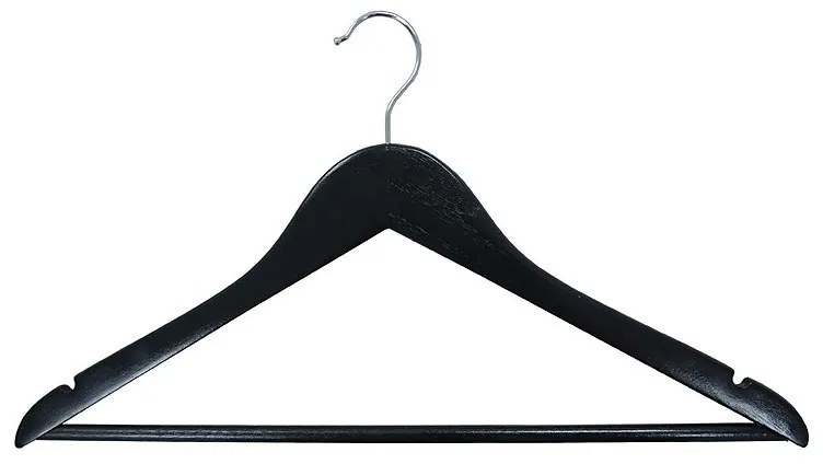 Kit 50 Cabides Pretos Madeira Cerejeira Roupas Saia Camisa