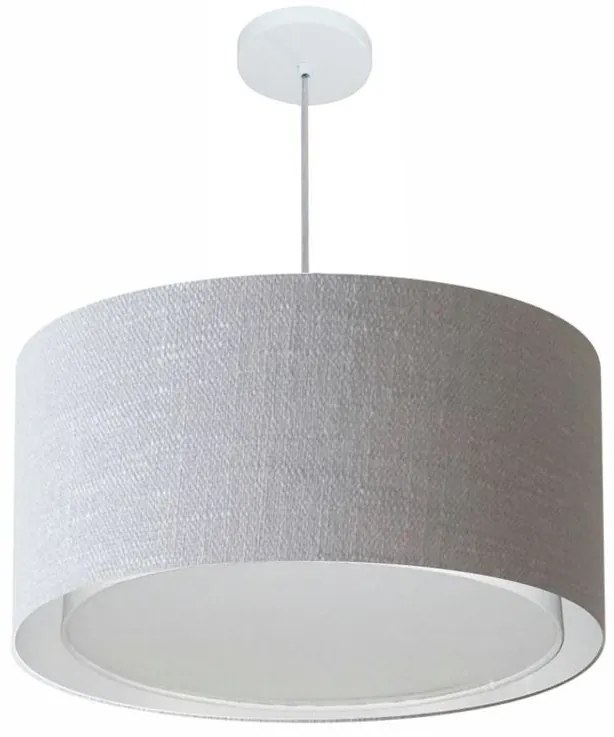 Lustre Pendente Cilíndrico Duplo Vivare Md-4289 Cúpula em Tecido 55x30cm - Bivolt