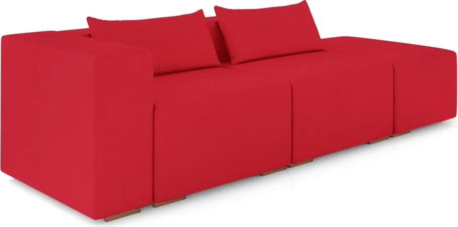 Sofá Versátil Sala de Estar Atlanta 298cm Modulado Veludo Vermelho G52 - Gran Belo