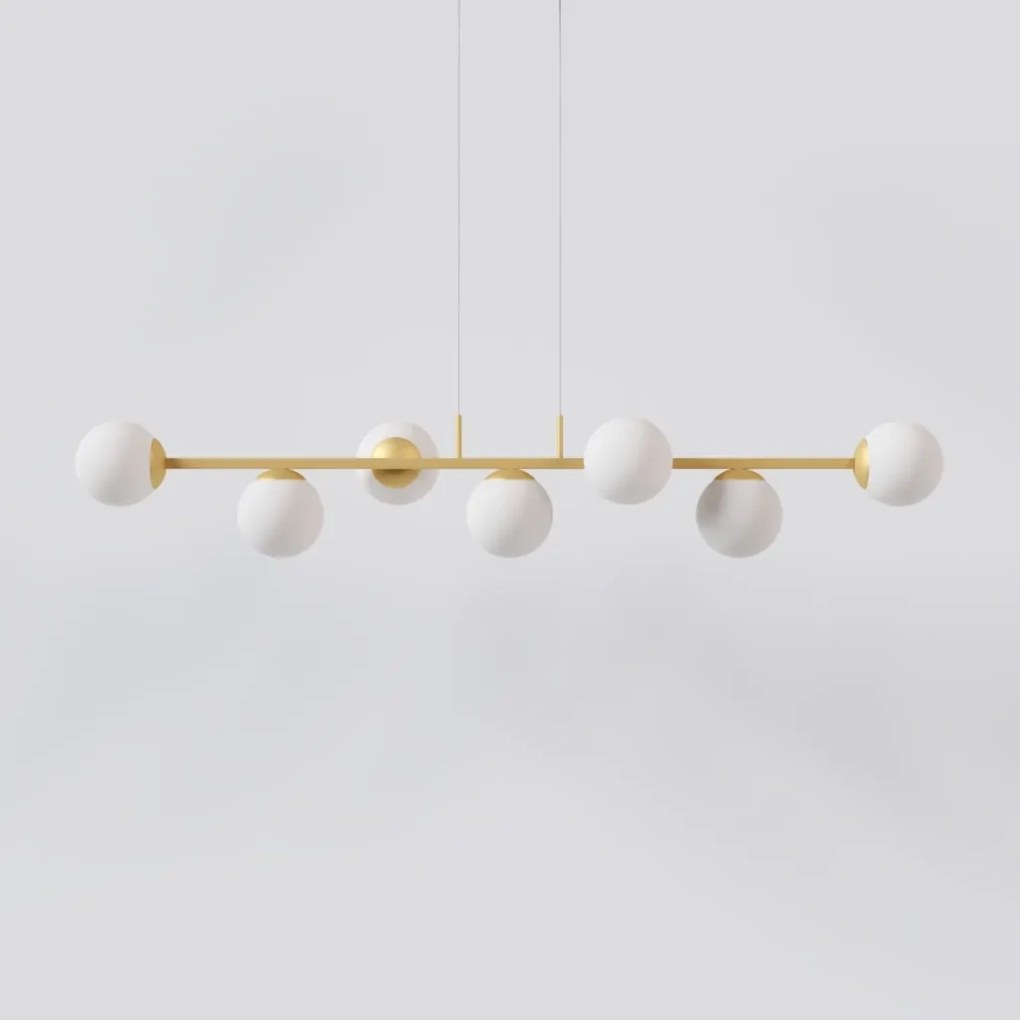 Pendente Jabuticaba Linear Long Retângular 26X20X120Cm Alumínio E Glob... (CINZA, FOSCO)