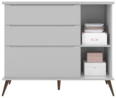 Cômoda Infantil 1 Porta 3 Gavetas 100% MDF Pés Retrô Mel Z39 Cinza - M