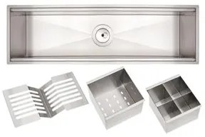 Canal Organizador em Aço Inox Tramontina para Sobrepor Scotch Brite 60x18 cm com Acessórios