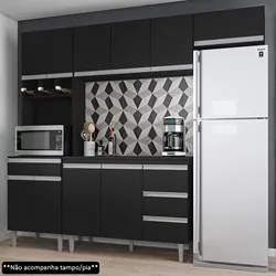 Cozinha Modulada 4 Peças Balcão sem Tampo 120cm Andréia Preto - AJL Mó