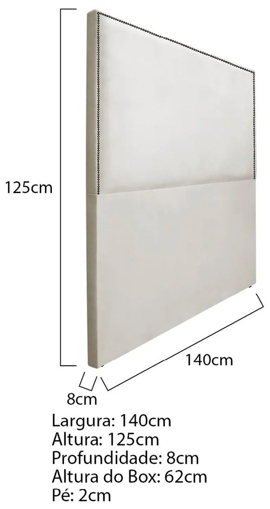 Cabeceira Casal Bali P02 140 cm para cama Box Linho - ADJ Decor