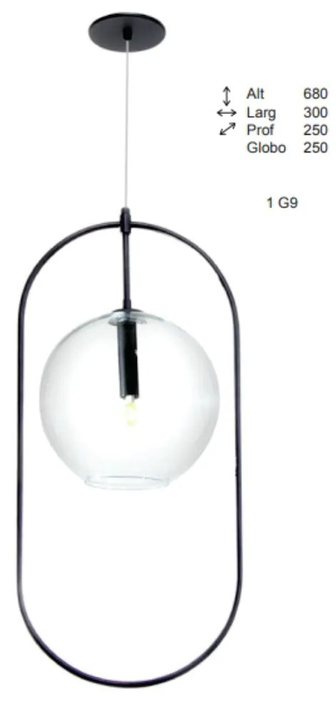 Pendente Oblong 25X30X68Cm Globo Ø25Cm Aberto 01Xg9 - Old Artisan Pd-5... (ONIX, AMBAR)