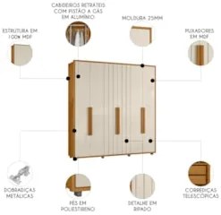 Guarda Roupa Casal 230cm Com 6 Portas Barok Off/Cinamomo Z10 - Mpozena