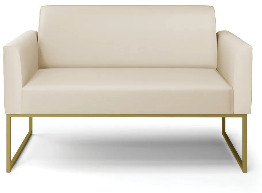 Sofá Namoradeira Base Industrial Dourado Marisa Corino D03 - D'Rossi - Bege
