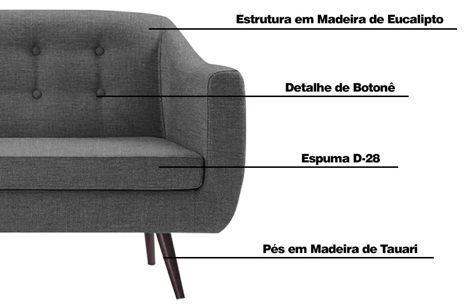 Sofá Decorativo 2 Lugares Pés Palito Cuddle Linho Cinza G17 - Gran Belo