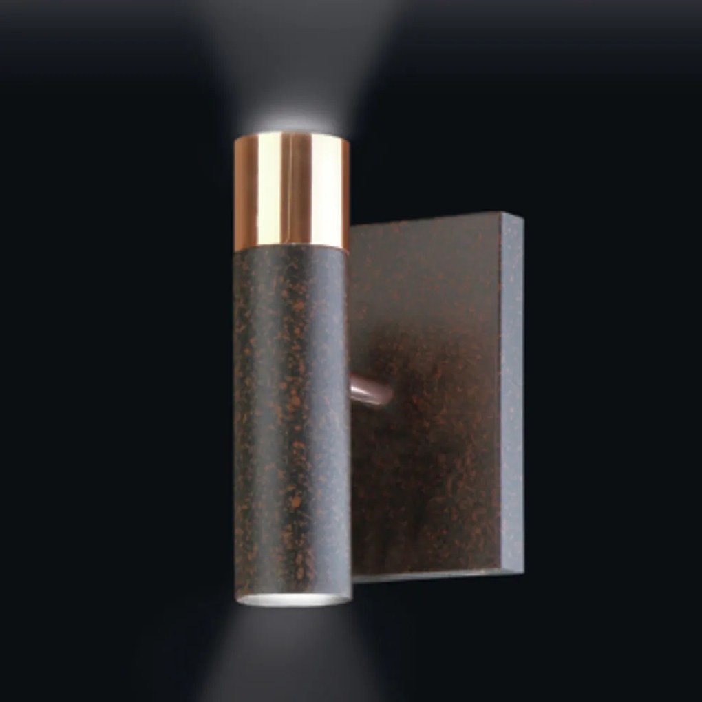 Arandela Tubo B/2 12X12X28Cm 2 X Mr11 Gu10 Metal |Old Artisan Ar-4949 (PRETO / COBRE BRILHO)