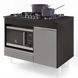 Balcão Multiuso para Cooktop 4 Bocas Georgia Preto/Cinza - Lumil Móvei