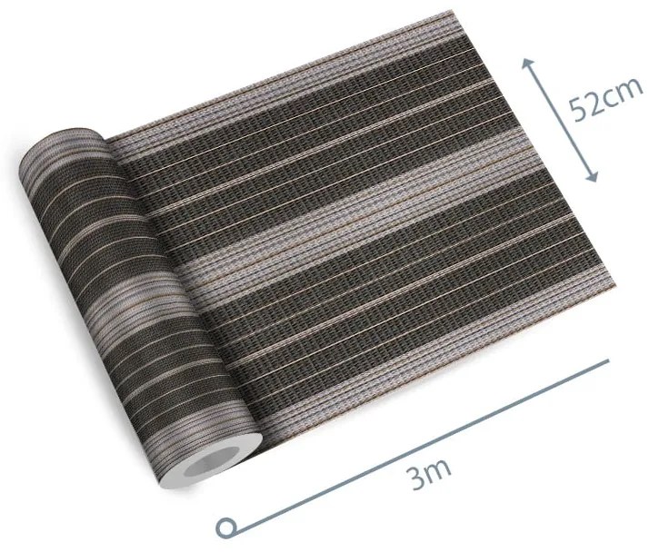 Papel de Parede listrado linho marrom 0.52m x 3.00m