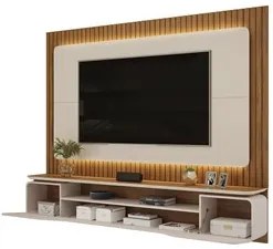 Painel Ripado para TV 70 Pol com Bancada Suspensa 210cm Trevis D04 Off