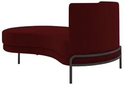 Chaise Longue Divã 164cm Braço Direito Logus D06 Veludo Vermelho - Mpo
