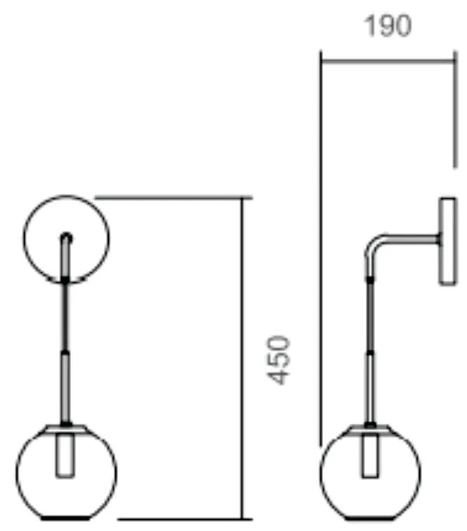 Arandela Ball Ø14X45Cm 1Xg9 / Metal E Globo Ø14Cm | Usina 16411/14 (CB-M - Cobre Metálico, AMBAR)