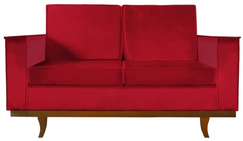Sofá Dubai 2 Lugares Decorativo 1,50 m Sala Veludo Vermelho