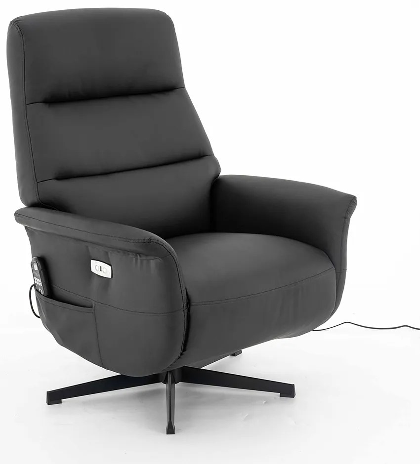 Poltrona de Massagem Reclinável Nevada Giratória com USB PU G56 - Gran Belo - Preto