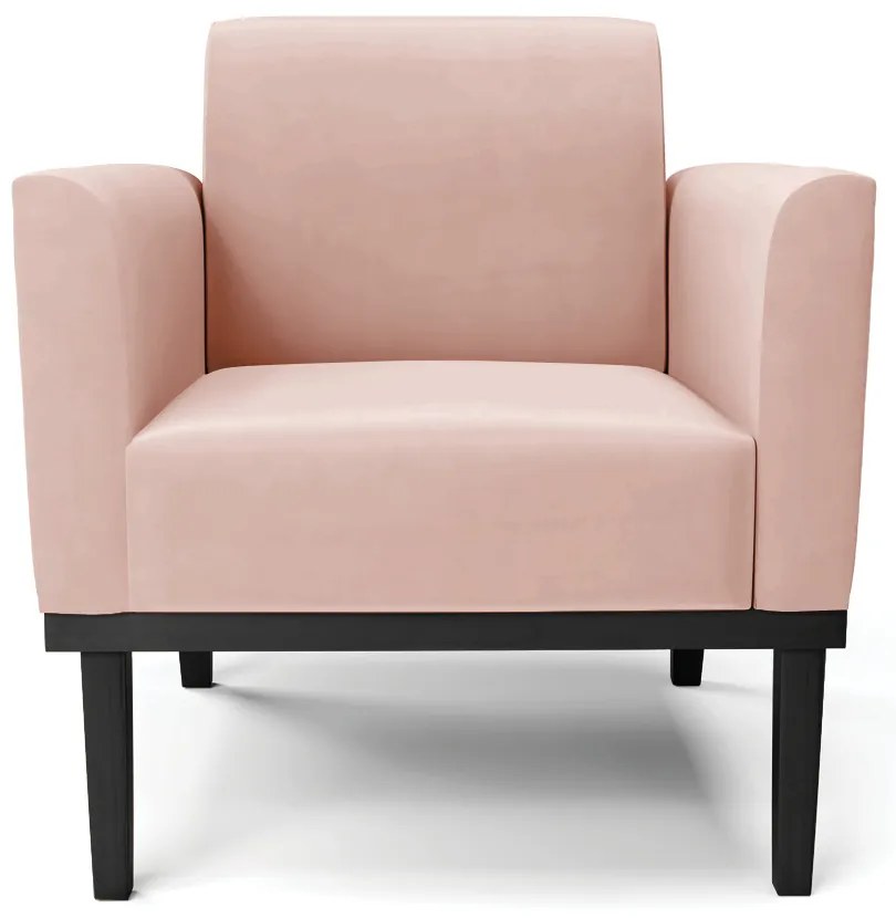 Kit 2 Poltronas Base de Madeira Fixa Preto Marisa Veludo - Rose