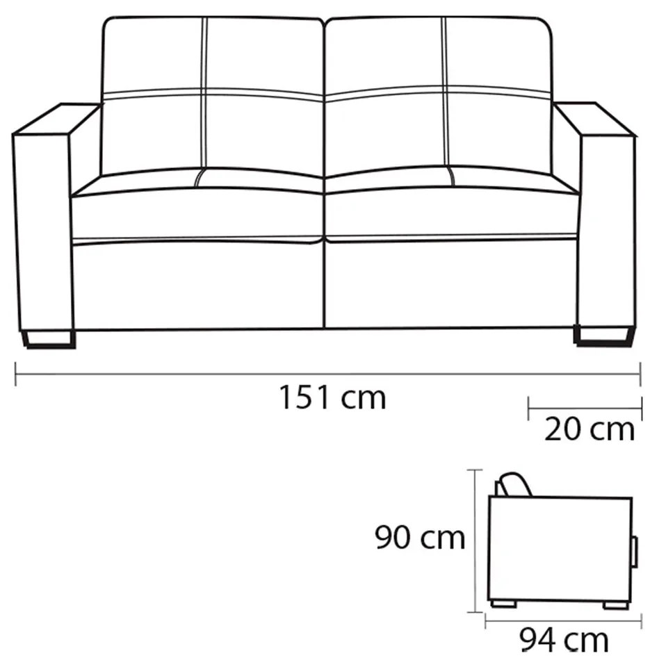 Sofá de Couro 2 Lugares Londres 151cm M06 Cor Conhaque com Brilho 457 - ADJ DECOR