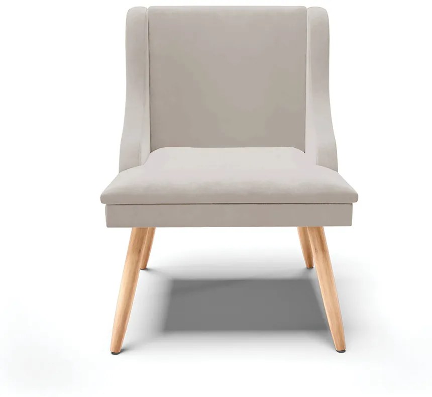 Kit 10 Cadeiras de Jantar Liz Veludo Cinza Pés Palito Natural D03 - D'Rossi