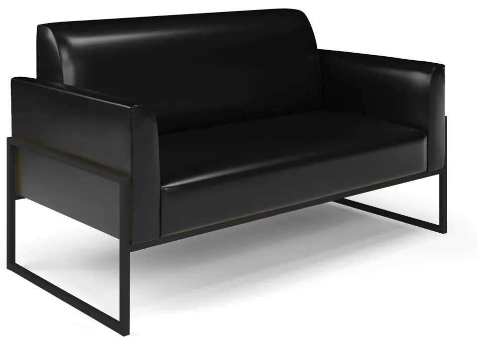 Sofá 2 Lugares Namoradeira Marisa Industrial Alta Preto Sintético Pu D03 - D'Rossi - Preto