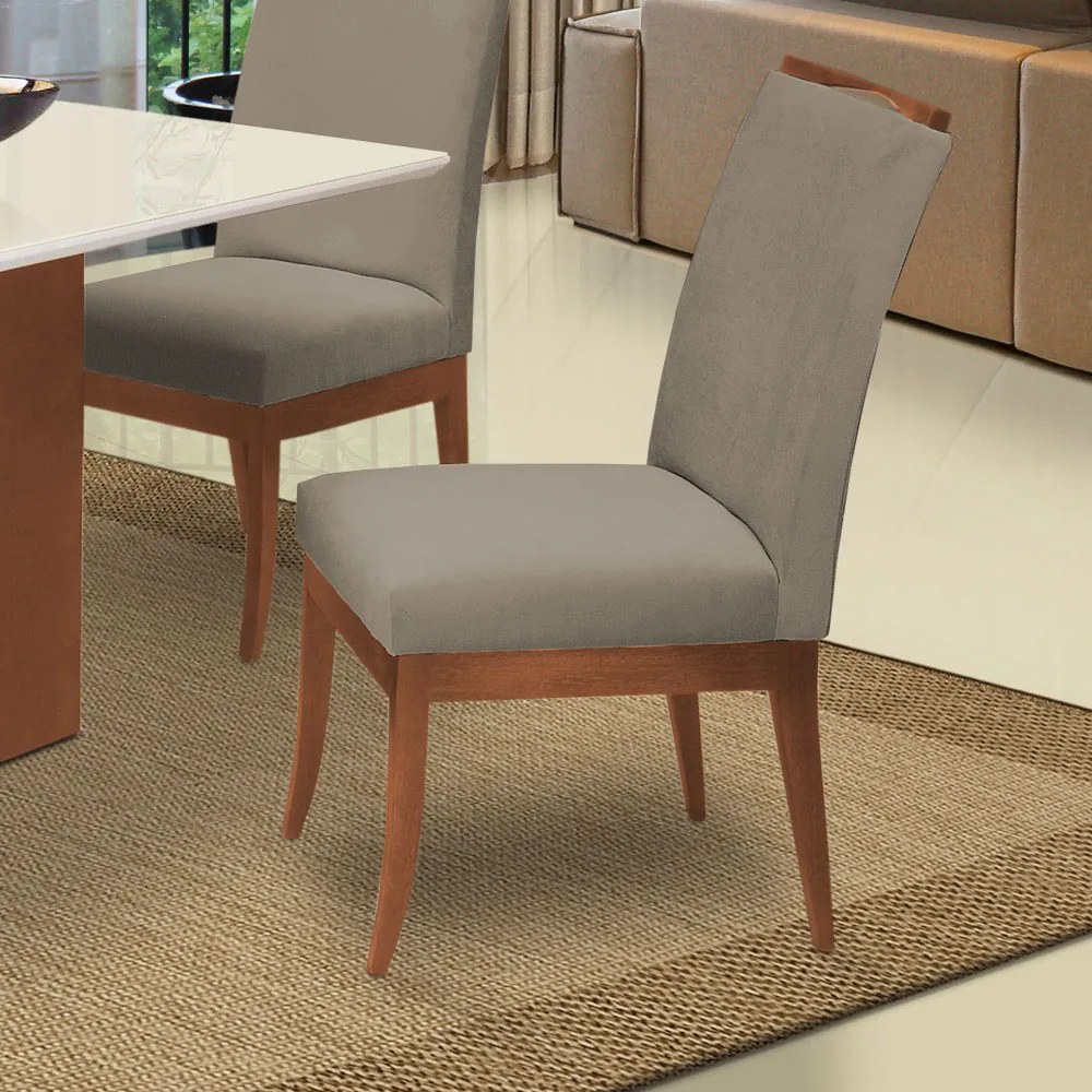 Conjunto 8 Cadeiras Sala de Jantar Lana Aveludado Cappuccino