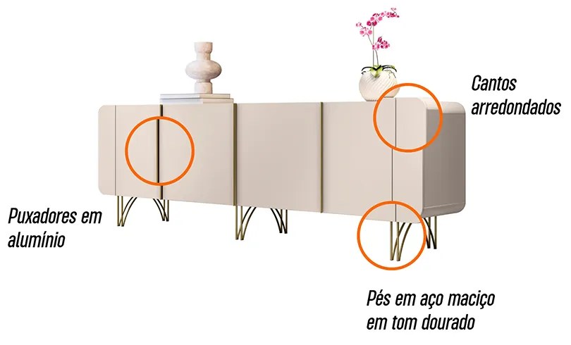 Balcão Aparador Buffet Anabelle Off H01 - D'Rossi - Off White