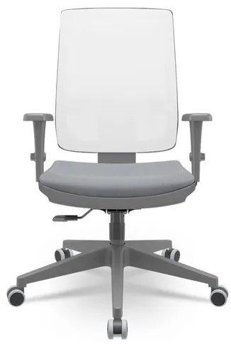Cadeira Brizza Diretor Grafite Tela Branca Assento Vinil Cinza Base RelaxPlax Piramidal - 66373 Sun House