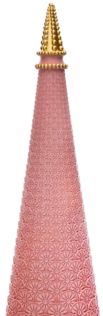 Árvore Decorativa de Natal Em Resina Rosa e Dourado 35 Cm - D'Rossi