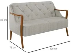 Poltrona Namoradeira 2 Lugares 135cm Capitonê Lapa Z32 Linho Cru - Mpo