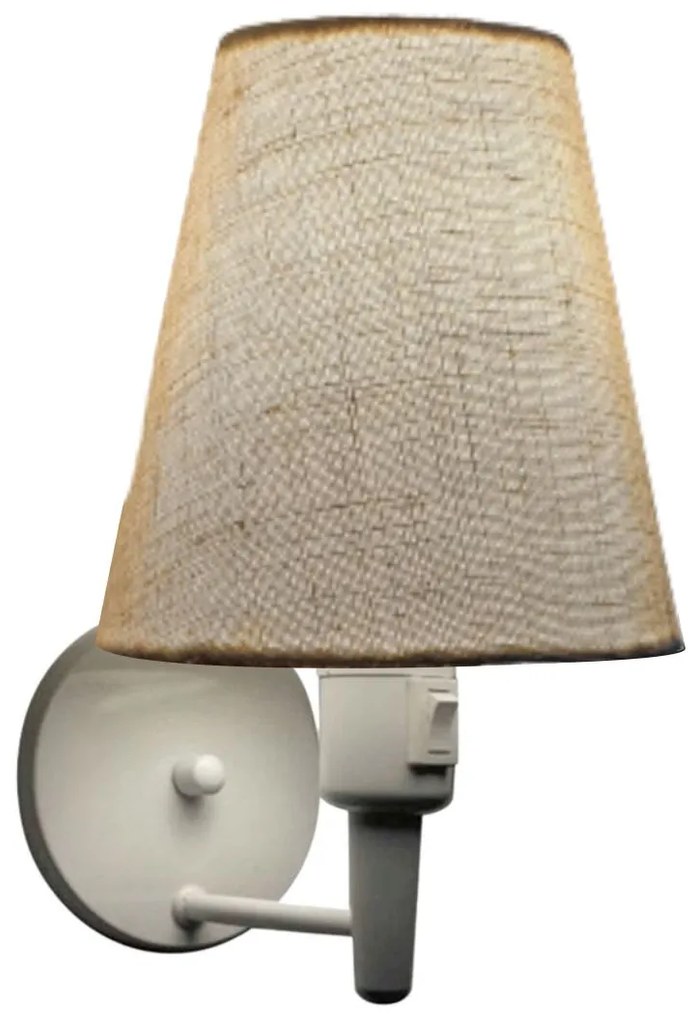 Arandela Cone Md-2032 Branco C/ Inter Liga e Desl Cúpula em Tecido Rustico Bege - Bivolt