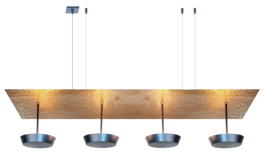 Pendente Splash 110X29,5X22Cm Metal Alumínio 04Xled 9,4W - Old Artisan... (LISO, PRETO / ONIX, 110v)