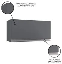 Armário Aéreo 60cm Porta Basculante Andréia Cinza - AJL Móveis