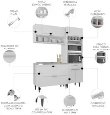 Armário de Cozinha CP02 Com Pia 100cm Pérola Z34 Branco - Mpozenat