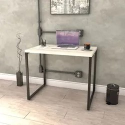 Mesa de Escritório Office 90cm Estilo Industrial Prisma C08 Snow - Mpo