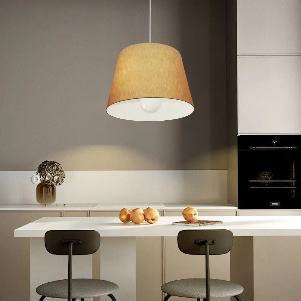 Lustre Pendente Cone Md-4240 Cúpula em Tecido 30/40x30cm Palha - Bivolt