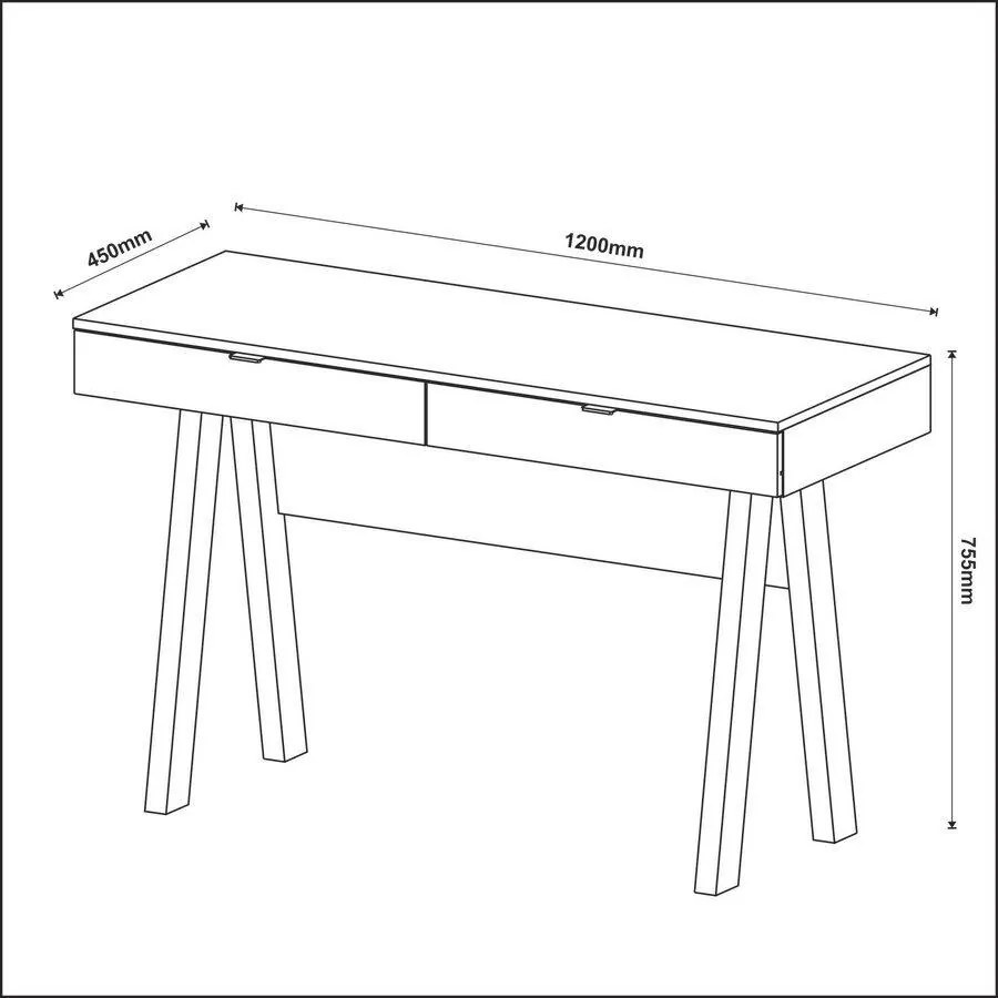 Escrivaninha Mesa Escritório Home Office 2 Gavetas Amêndoa