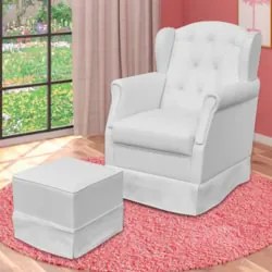 Poltrona de Amamentação Balanço Puff Alice e Cômoda Laura Z39 Branco -