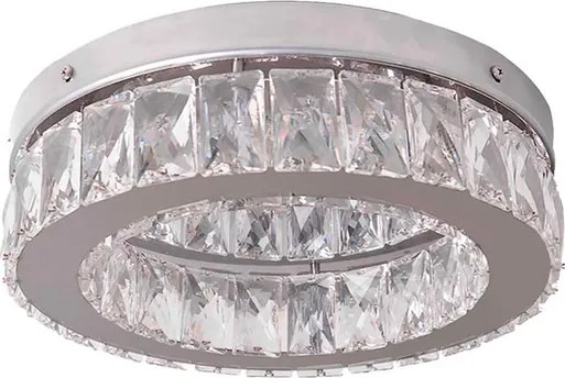 Plafon Led De Sobrepor Cristal E Aluminio Cinza 11w 3000k