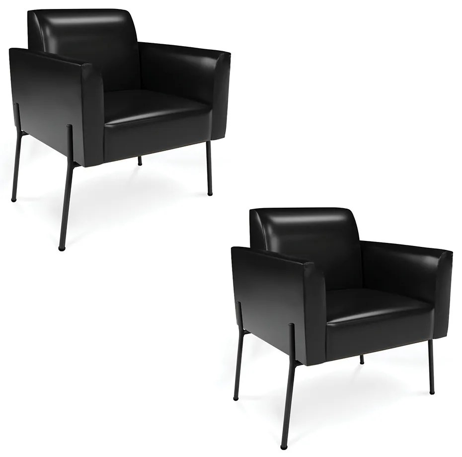 Poltrona Pé de Ferro Preto Kit 2 para Sala Marisa Corano D03 - D'Rossi - Preto