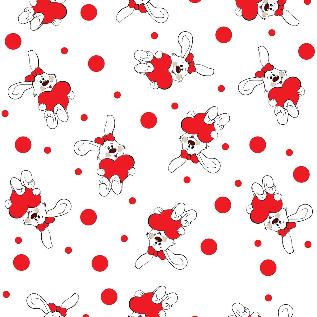 Papel de parede adesivo coelho coração vermelho