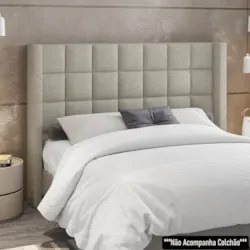 Cabeceira Cama Box Queen 160cm Pisa e Recamier Neville Z37 Boucle Cru